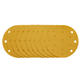 Gold Sanding Discs with Hook & Loop, 150mm, 400 Grit, 15 Dust Extraction Holes (Pack of 10)