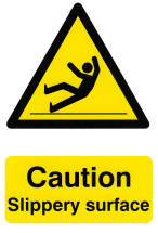 CAUTION SLIPPERY SURFACE SIGN WHITE/YELLOW 200X300MM