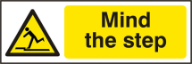 MIND THE STEP SIGN WHITE/YELLOW 300X100MM