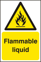 FLAMMABLE LIQUID SIGN WHITE/YELLOW 200X300MM