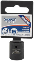 Draper Expert HI-TORQ 6 Point Impact Socket, 1/4inch Sq. Dr., 14mm