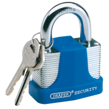 Laminated Steel Padlock and 2 Keys with Hardened Steel Shackle and Bumper, 30mm
