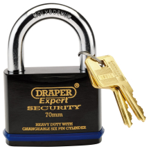 Heavy Duty Padlock and 2 Keys with Super Tough Molybdenum Steel Shackle, 70mm