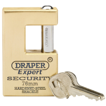 Draper Expert Close Shackle Solid Brass Padlock with Hardened Steel Shackle, 2 Keys, 76mm