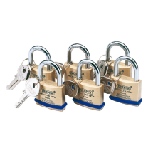 Solid Brass Padlocks with Hardened Steel Shackle, 40mm (Pack of 6)