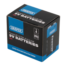 Draper PowerUP Ultra Alkaline 9V Batteries (Pack of 4)