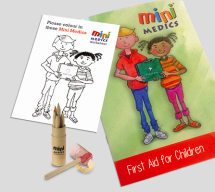 FIRST AID FOR CHILDREN PACK WITH COLOURED PENCILS WHITE