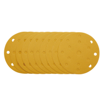 Gold Sanding Discs with Hook & Loop, 150mm, 240 Grit, 15 Dust Extraction Holes (Pack of 10)