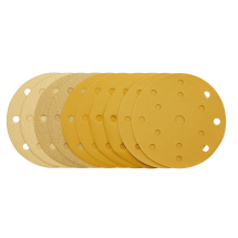 Gold Sanding Discs with Hook & Loop, 150mm, Assorted Grit - 120G, 180G, 240G, 320G, 400G, 15 Dust Ex