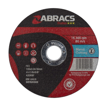 Abracs PROFLEX 100mm x 3mm Cutting Disc FLAT METAL Abracs PROFLEX 100mm x 3mm Cutting Disc FLAT METAL