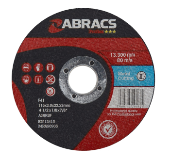 Abracs PROFLEX 115mm x 3mm Cutting Disc FLAT METAL Abracs PROFLEX 115mm x 3mm Cutting Disc FLAT METAL