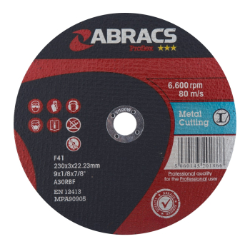 Abracs PROFLEX 230mm x 3mm Cutting Disc FLAT METAL Abracs PROFLEX 230mm x 3mm Cutting Disc FLAT METAL