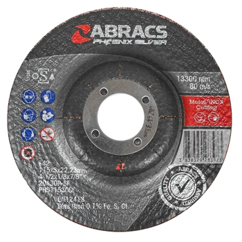 Abracs SILVER 125mm x 3mm Stainless Cutting Disc DPC Abracs SILVER 125mm x 3mm Stainless Cutting Disc DPC